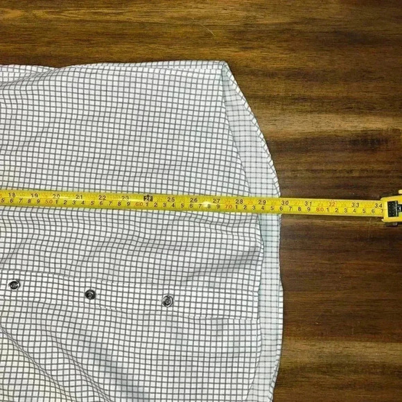 Twillory Safe Cotton Non Iron White Gray Windowpane Button Down 16 34/35 - Picture 6 of 6